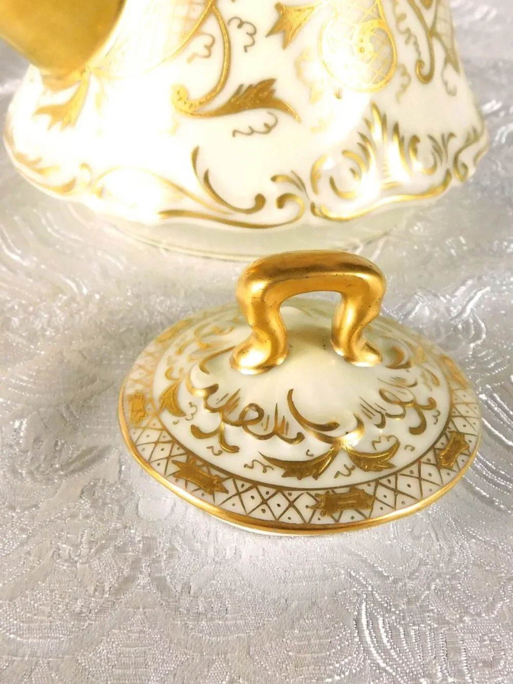 Tressemanes and Vogt Limoges Chocolate Pot with Raised Gold Trim # 27328